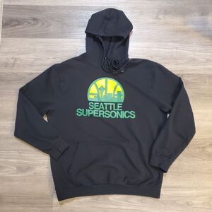 Seattle Supersonics Black Hoodie Mens Size L Envie Black Rare 90s Logo Pullover
